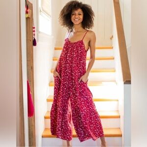 Natural Life Harley Jumpsuit in Red floral